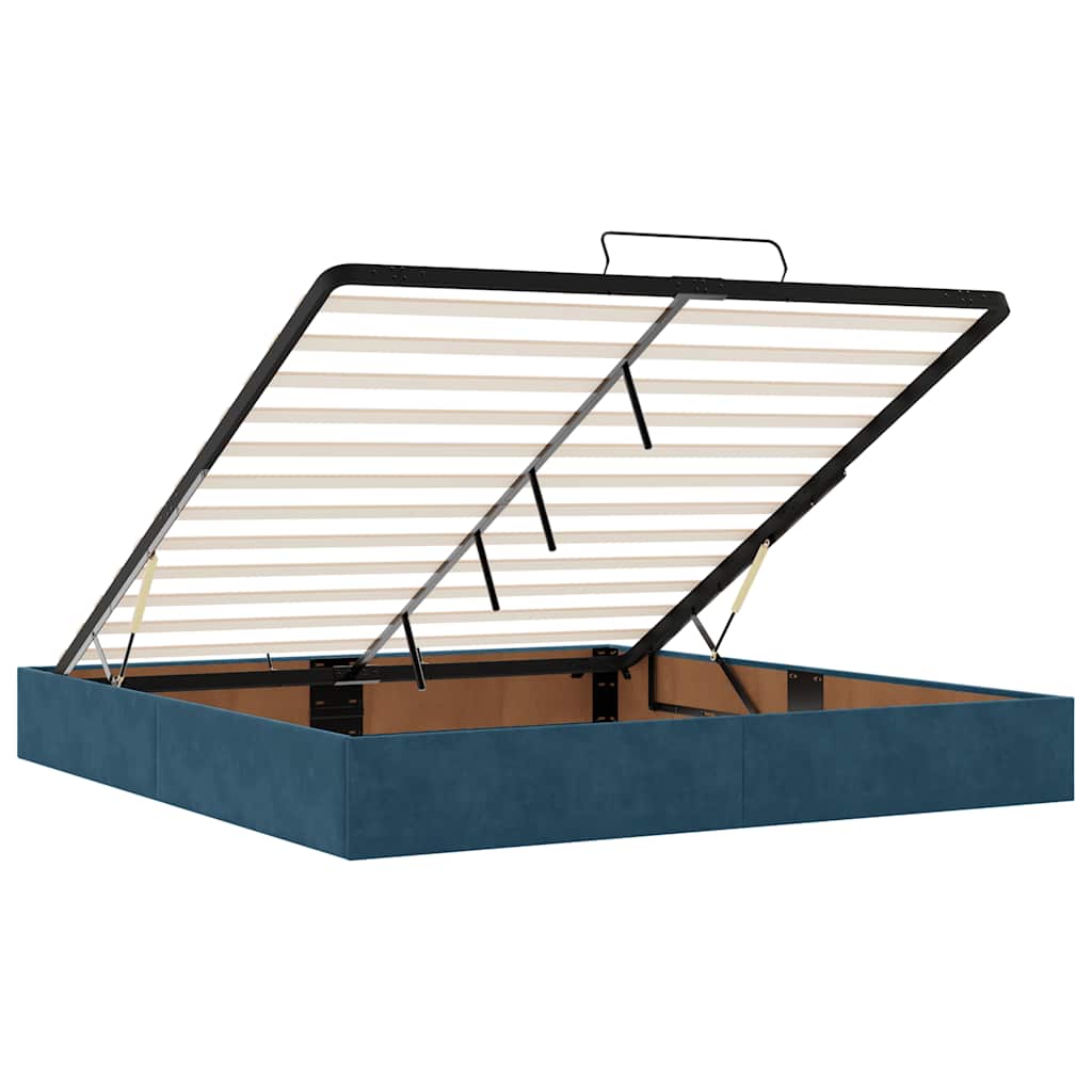 Ottoman Bed with Mattress Dark Blue 180x200 cm Velvet