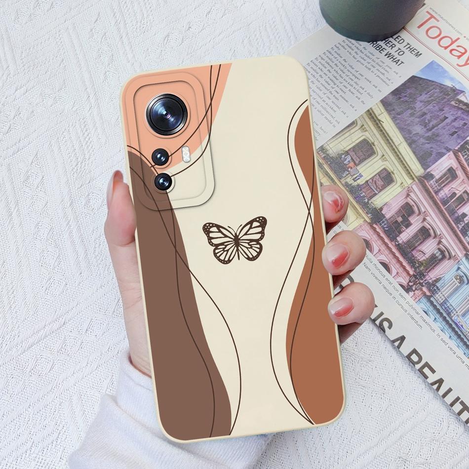 For Xiaomi 12 Pro Lite Ultra Phone Cases Butterfly Cat Heart Liquid Silicone Camera Protection Shell Cover For Xiaomi12 Bumper