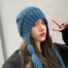 Tassel Knitted Hat Women's Hat Autumn Winter New Korean Outdoor Fashion Cute Ear Protection Cap All-match Trend Solid Color Beanie Hat
