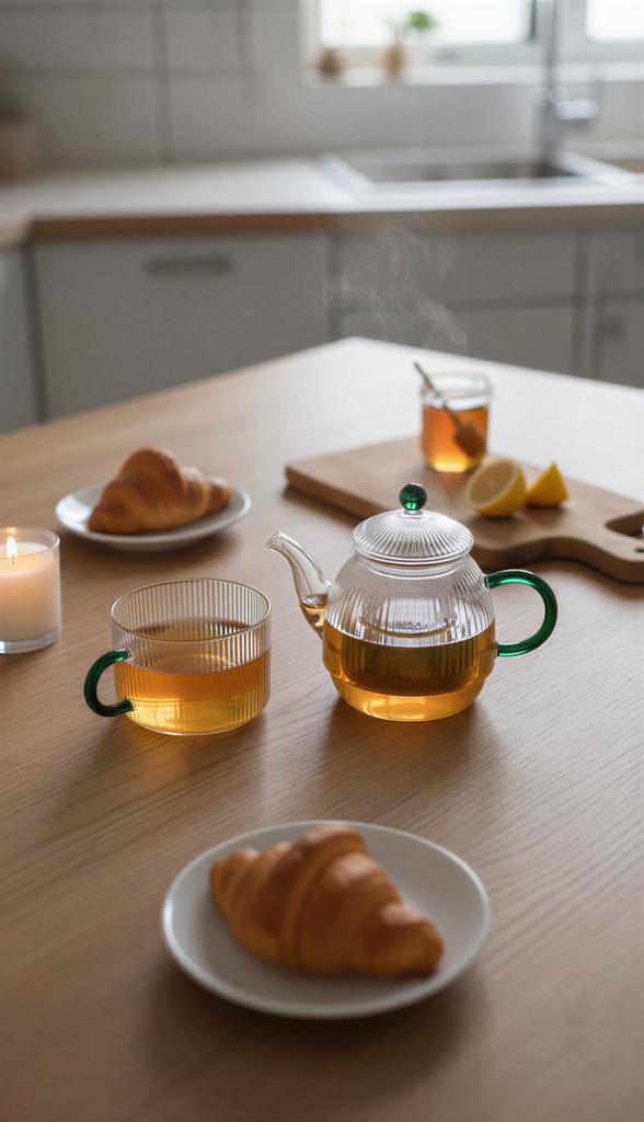 KETTLE JUG WITH INFUSER 0.5L WITH CUP 250ml GLASS TEA SET