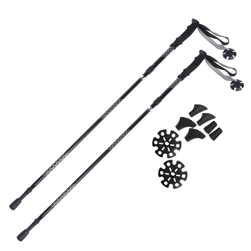 1 пара 5-секционных складных амортизирующих телескопических походных палок с внутренним замком