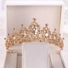 Baroque Gold Color Champagne Crystal Heart Bridal Tiara Crown Rhinestone Pageant Diadem Veil Tiara Headband Wedding Hair Jewelry