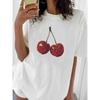 Cherry Fashion Graphic Printed Cotton T-shirt Fruit Harajuku Large Slim Cherry Unisex's T-shirt Summer Breathable Short-sleeved