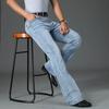 New Men's Business Casual Pants Male Mid Waist Elastic Slim Boot Cut Semi-Flared Four Seasons Bell Bottom Jeans 28-40