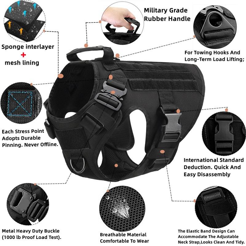 Tactical Military Vest Pet German Shepherd Golden Retriever Tactical Training Dog Harness and Leash Set For All Breeds Dogs