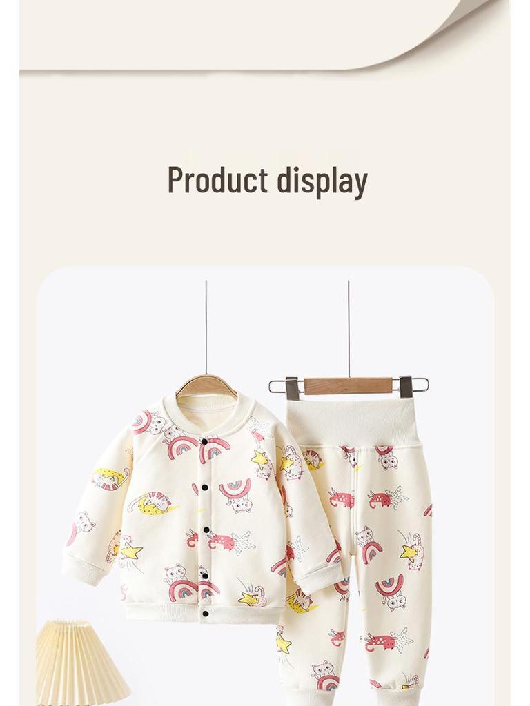 Baby Fleece Set: Warm Autumn & Winter Outing Clothes with High Waist Belly Protection