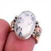Natural Dendrite Opal Gemstone Two Tone 925 Sterling Silver Gift Ring S.7 T5i49
