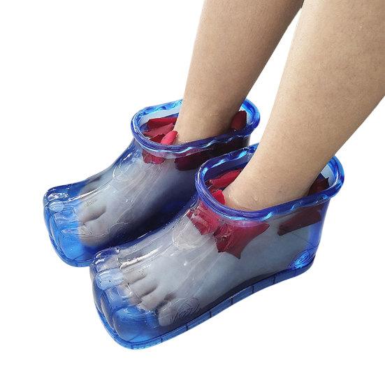 1 Pair Massage Foot Bath Shoes, Portable Feet Soaking Tub Feet Spa Shoes, Pedicure PVC Tall Foot Soaker for Foot Massage Relax