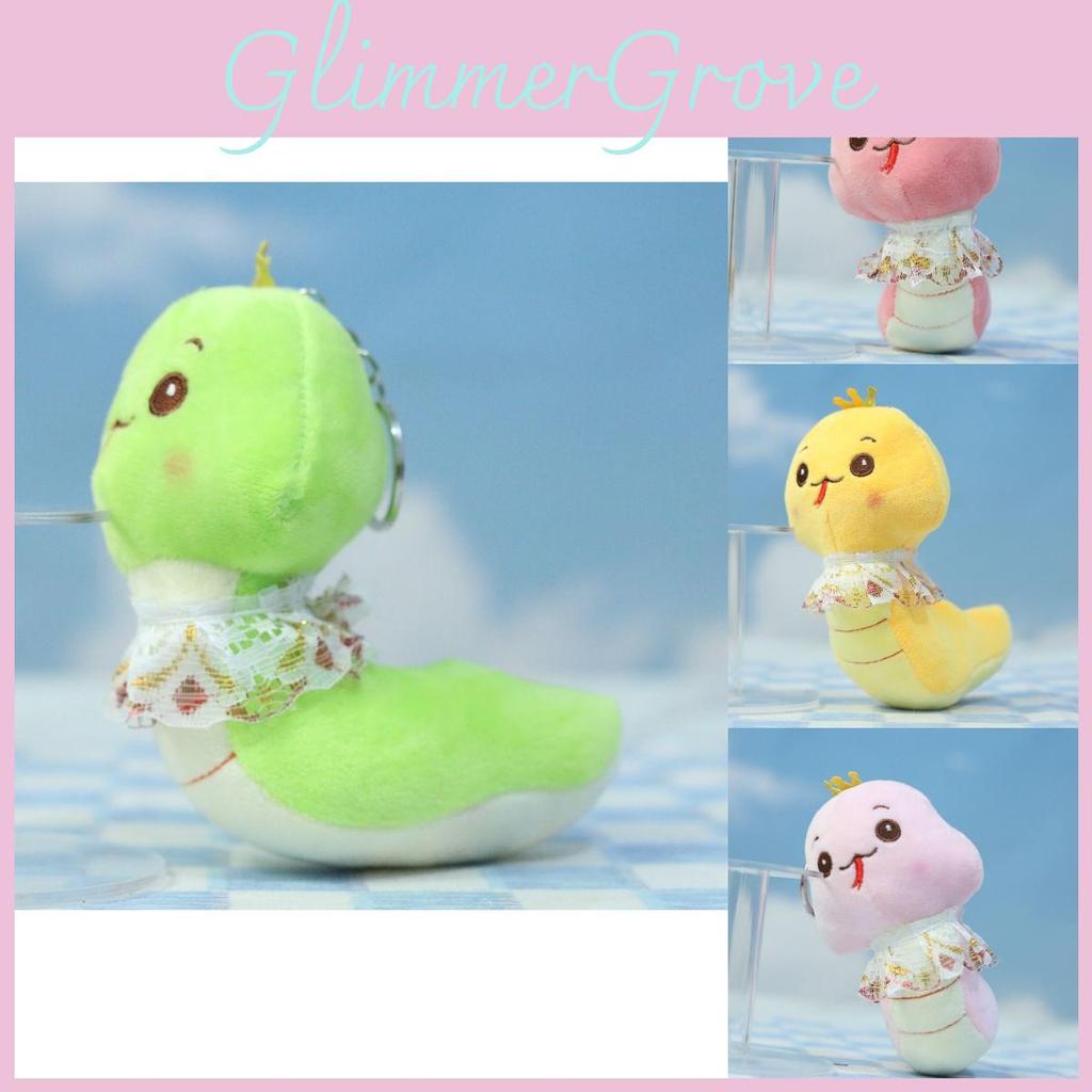 Adorable Plush Snake Keychain Soft Toy Cute Cartoon Animal Accessory 12cm In Pink