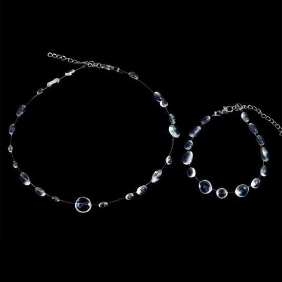 Прозрачные ювелирные изделия в виде капли воды, ожерелье из искусственного хрусталя и круглой бусины, серьги-кисточки, браслет из бисера в виде капли для свадебной вечеринки