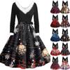 Women's Casual Fashion Plush V-Neck Christmas Printed Dresses Dresses