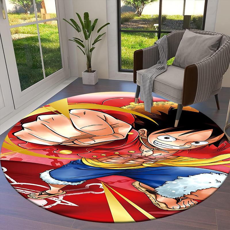 Ковер круглый с изображением Манки Д. Луффи из One Piece, ковер для гостиной, спальни, дивана, игровой комнаты, нескользящий коврик