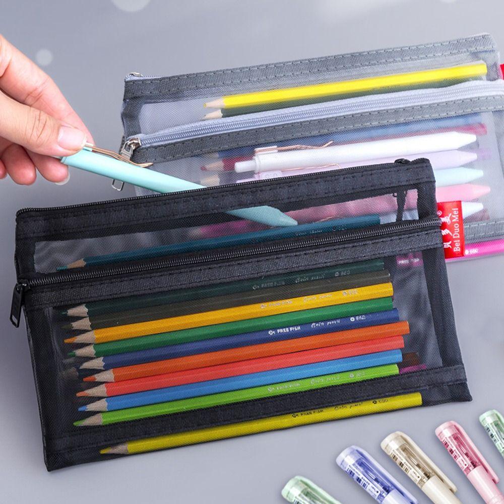 Large Capacity Stationery Pouch Zipper Stationery Holder Bag Simple Storage Bag Student