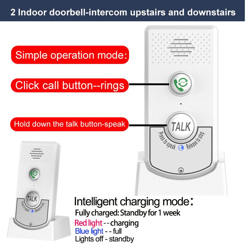 2.4Ghz Wireless Audio Intercom Door Phone Two Way Voice Doorbell H8 Voice Sender&Reciever Walkie-talkie Dooring DoorBellAA