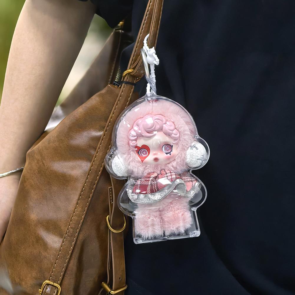 1PC Protective Acrylic Storage Case For Plush Dolls Display Bag for Skull Panda No Doll Transparent Portable Cable Organizer Box