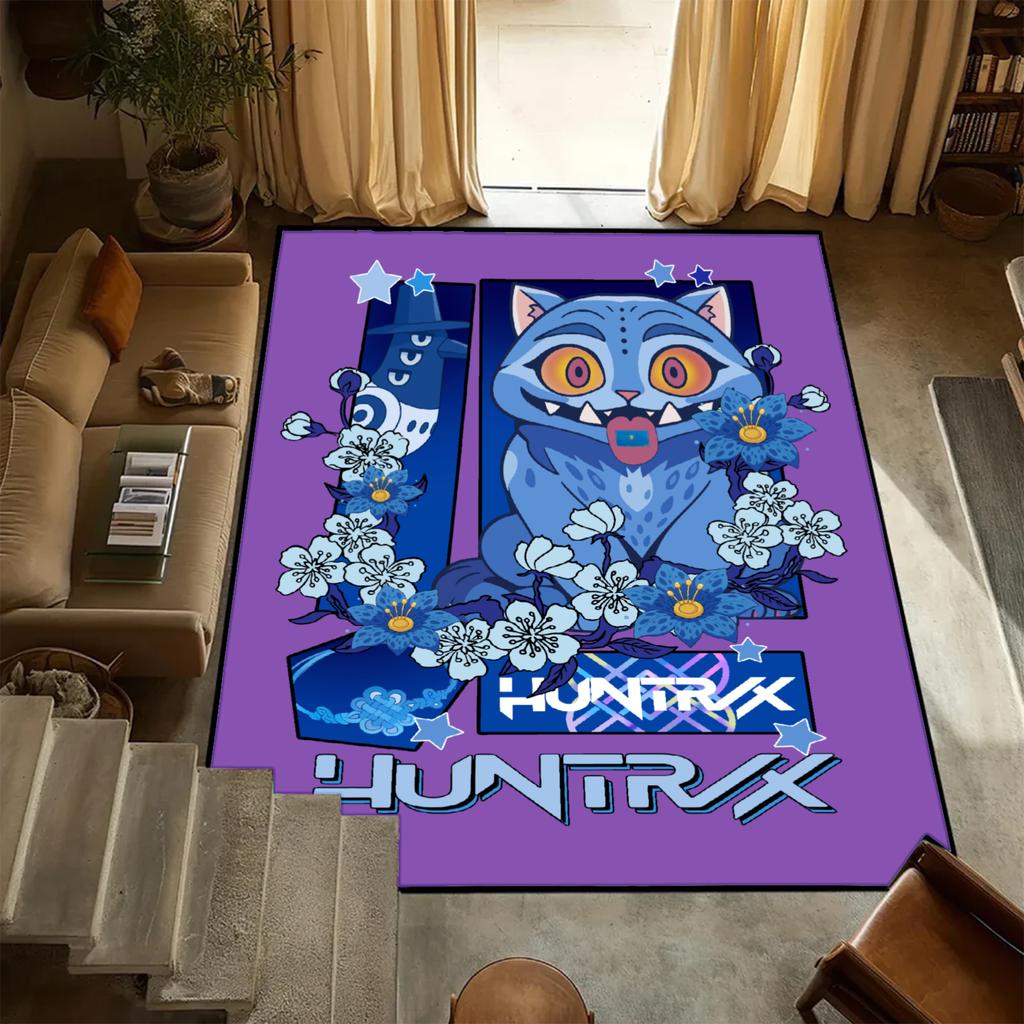 D-Demon H-Hunters Carpet K-POP Flannel Rug Bedroom Decor Kid Nonslip Carpet Floor Mat Surface Comfortable Carpet Birthday Gift