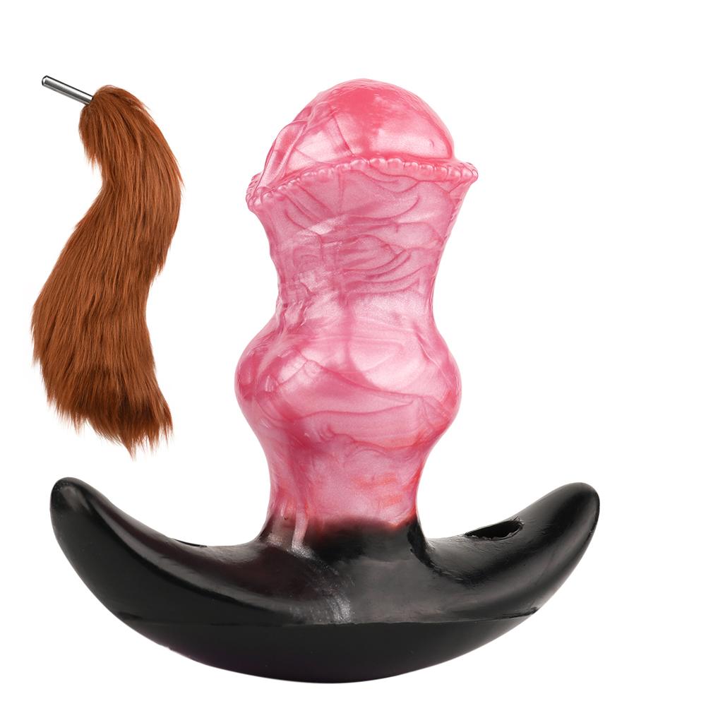 FAAK Wireless Control Vibrating Strapon Silicone Anal Plug size S M L Wearable Fanytasy Horse Butt Plug with Large Tail BDSM