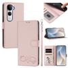 Happy Heart Pattern Magnetic Closure Vegan Leather Phone Case With Wrist Strap For vivo X200 FE
