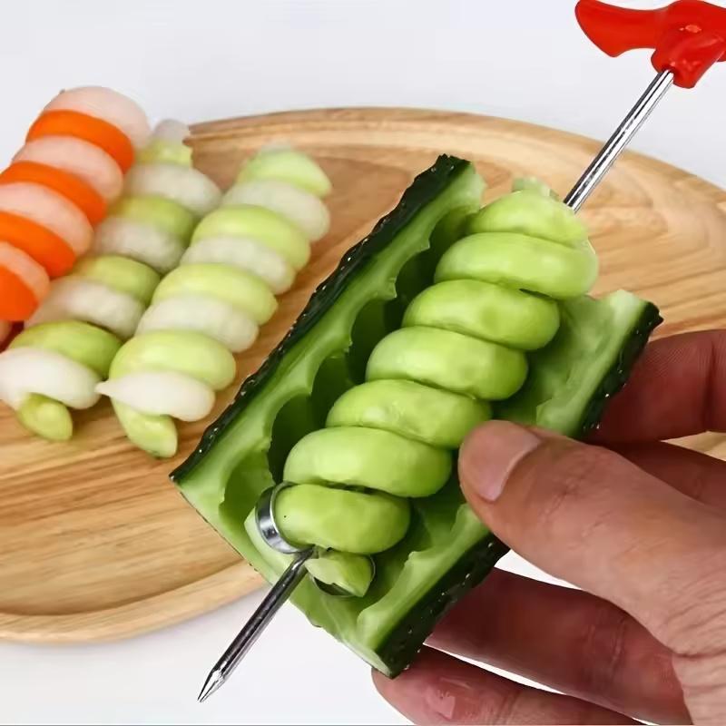 Овощерезка спиральная 1 шт. Картофелерезка для моркови и огурцов из нержавеющей стали, ручная, спиральная, для карвинга, кухонный поднос для украшения