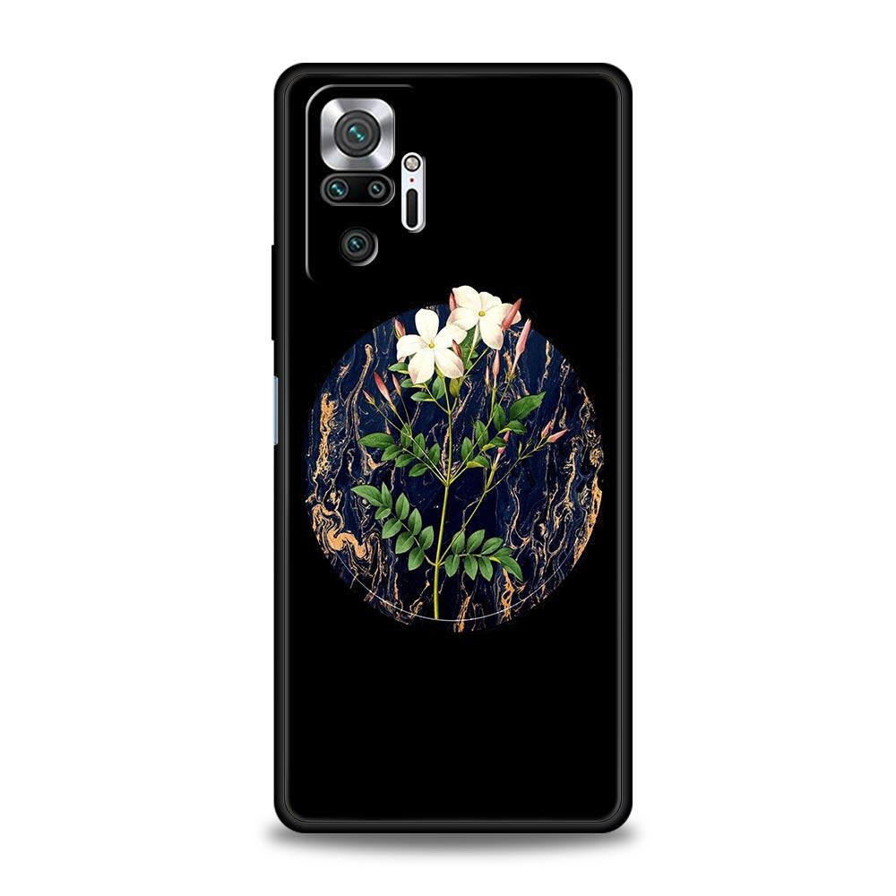 Мягкий ТПУ чехол для телефона для Xiaomi Redmi Note 10 11 9 8 Pro 9S 7 8T 9T 9A 8A 9C K50 K40 Gaming Cover Винтажный цветок Ботанический Мрамор
