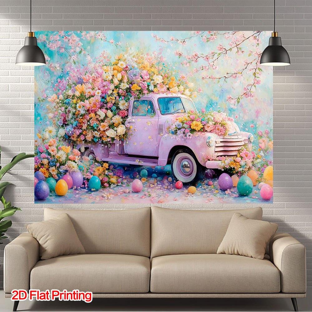 2D plane, 1 piece of flower truck photography background cloth, polyester fabric, suitable for home and garden use