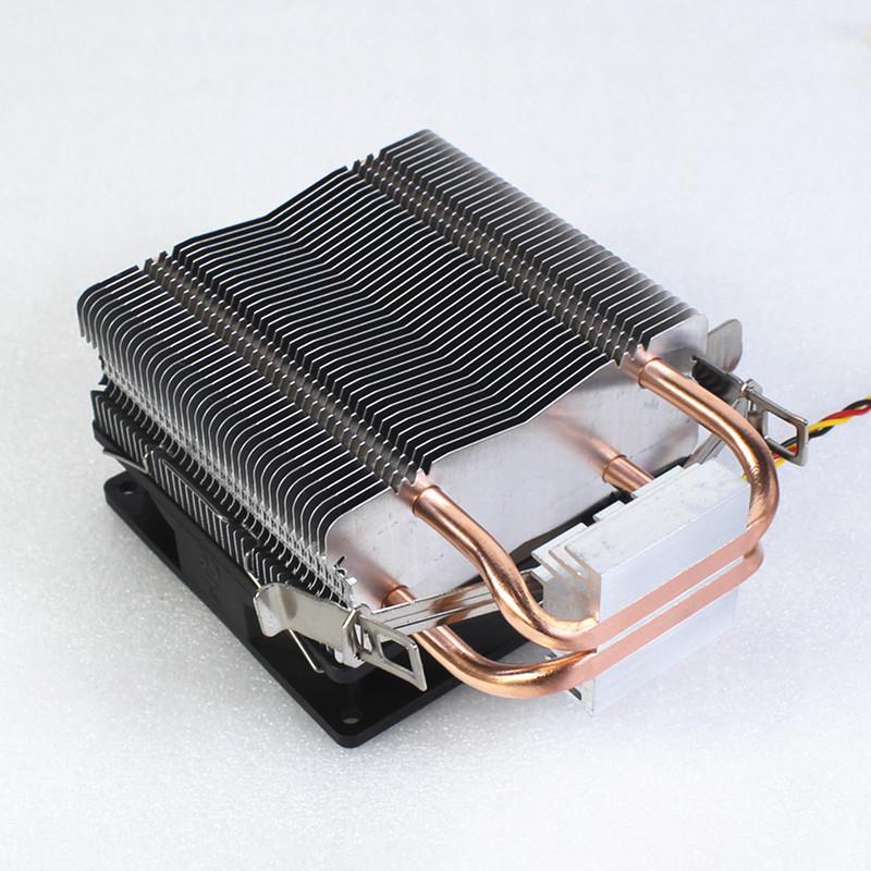 Радиатор для ЦП 12-го поколения с двумя медными трубками, бесшумный вентилятор со светодиодной подсветкой для настольных ПК, совместимый с сокетами 1150/1366/1700.