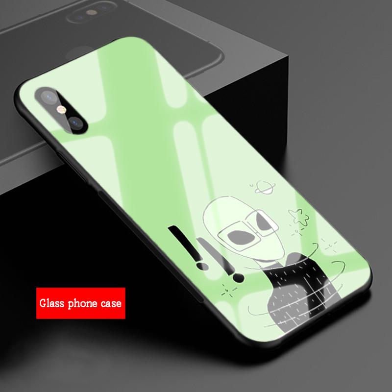 Чехол для телефона из закаленного стекла с рисунком инопланетянина для iphone 12 11 Pro Max 5 6 7 8 PLUS X XS XR XSMax Shell 12Pro