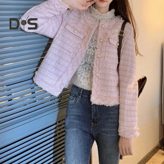 Женская куртка в стиле знаменитостей, короткая, с круглым вырезом, длинными рукавами, однобортный кардиган, рваное пальто, верхняя одежда осень-зима