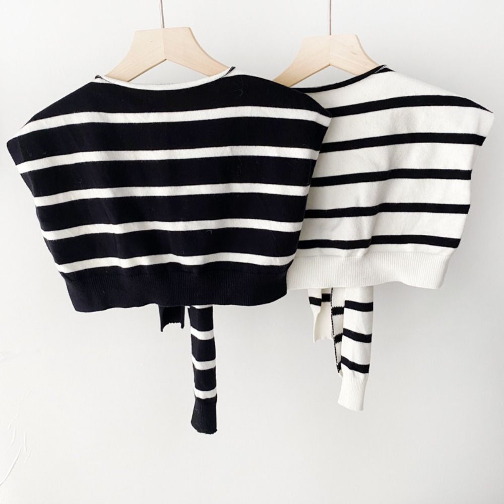 Wraps Stripe Scarf Cloak Fake Collar Wraps Simple Knitted Shawl Blouse