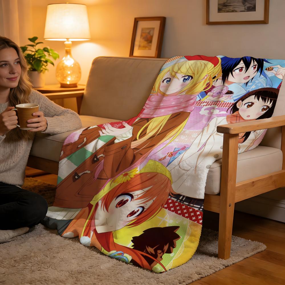 Throw High-Density Short Plush Blanket For Sofa Nap Air-Conditioned Room Soft Skin-Friendly Nisekoi False Love