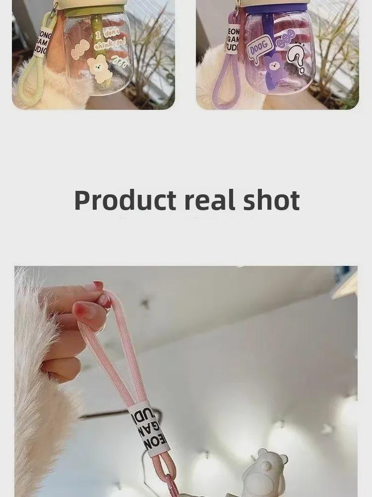 Корейский большой емкости двойной пластиковый стакан для питья с ложкой для размешивания - детский дизайн против падения с большим животом