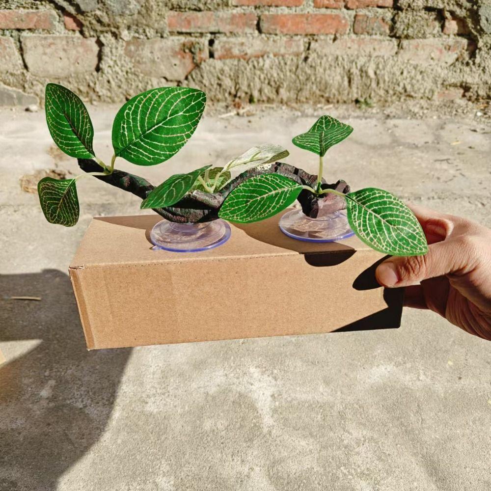 Suction Cup Gecko Plant Ornament Resin Terrarium Plant Decoration Reptile Climb Tree Branch Lizard