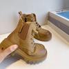Детская обувь Осенние и зимние детские ботинки Martin Кожаные ботинки из коровьей кожи Kick Not Rotten Маленькие желтые ботинки для мальчиков и девочек Повседневные ботинки