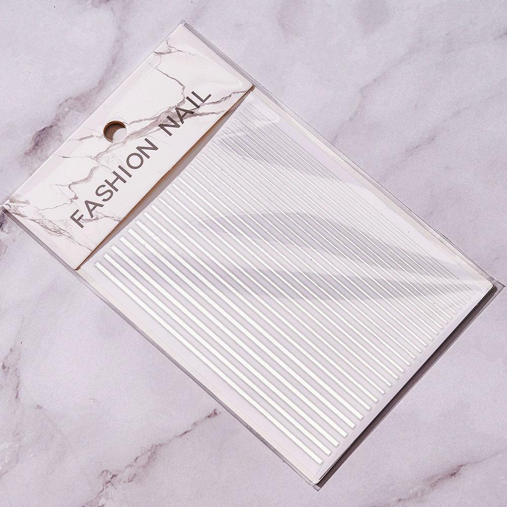 1 шт., серебряные, золотые линии, полосы, 3D наклейки для ногтей, геометрические волнистые звезды, сердце, самоклеющиеся слайдеры, бумага, переводные наклейки для дизайна ногтей