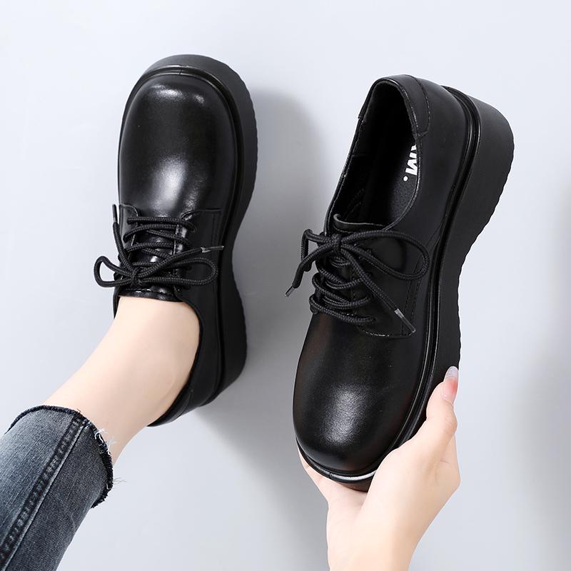 Женские кожаные лоферы Woodpecker с мягкой подошвой - Новинка 2025 года, повседневная обувь в британском стиле, черные, для осени