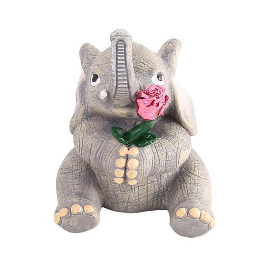 Украшение в виде слона Yousheng, миниатюрная статуя слона из смолы, украшение для дома, офиса, сада, сидящая фигурка слона, подарок для любителей слонов