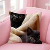 LLittle Black Cat Couple Cushion Cover Pillow Case Soft Friendly Fabric  Concealed Zipper