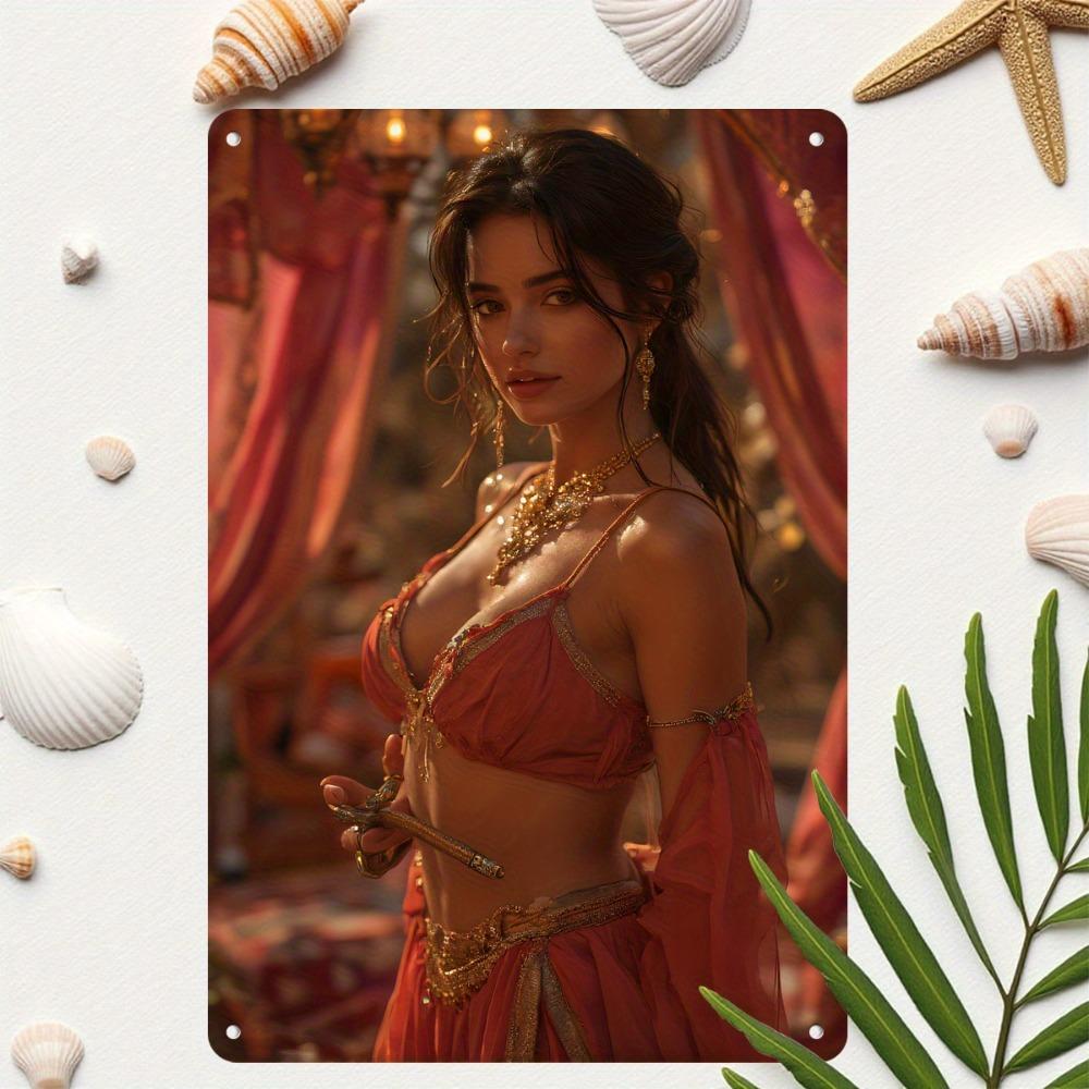 HD Metal Tin Sign Exotic Belly Dancer Girl Vintage Wall Art Retro Metal Poster for Home Bar Man Cave Decor Waterproof Rustpro