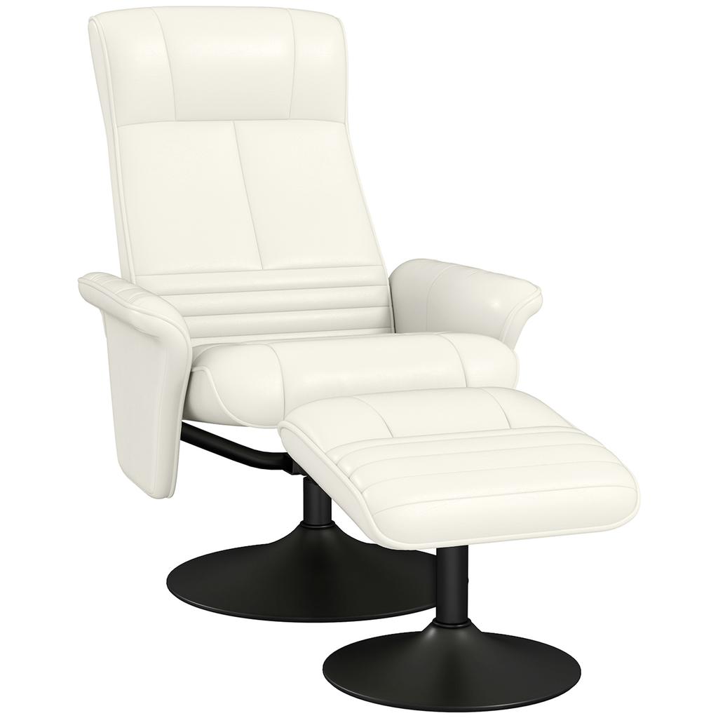 Recliner, TV Armchair with Stool, Swivel, Ergonomic, Microfiber Cloth Look, up to 150 kg, Cream White