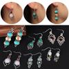 1Pair Chic Dangle Hook Vintage Jewelry Multi-Gemstone Ear Stud Moonstone Earrings Turquoise Amethyst
