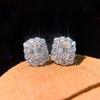 New Dazzling Cubic Zircon Stud Earrings Luxury Silver Color Geometric Earrings for Women Versatile Accessory Wedding Jewelry