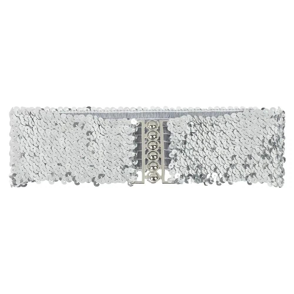 Metal Buckle Sequined Wide Corset Belt Wide Elastic Elastic Waspie Belt Casual Wear
