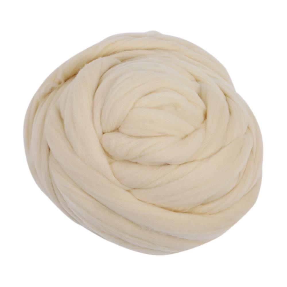 Wool Needle Felting Wool White Chunky Yarn Soft Wool Roving For Needle Felting