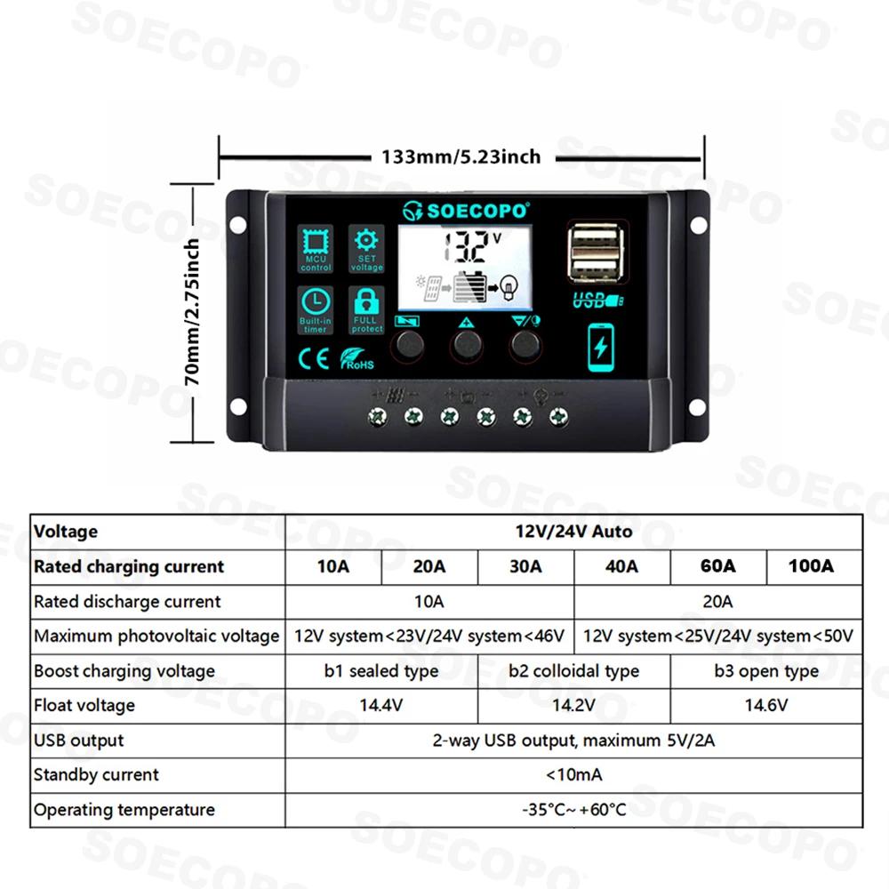 SOECOPO 8000 Вт Домашняя/Кемпинговая Автономная Солнечная Система Резервного Питания Полный Комплект Инвертор 12 В/24 В на 110 В/220 В Контроллер 100 А Панель 200 Вт