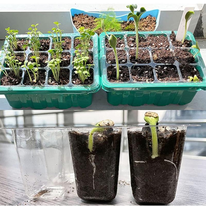 Пластиковые наборы для выращивания рассады со светодиодной лампой для выращивания, поддон для рассады с дренажными отверстиями, ящик для проращивания овощей