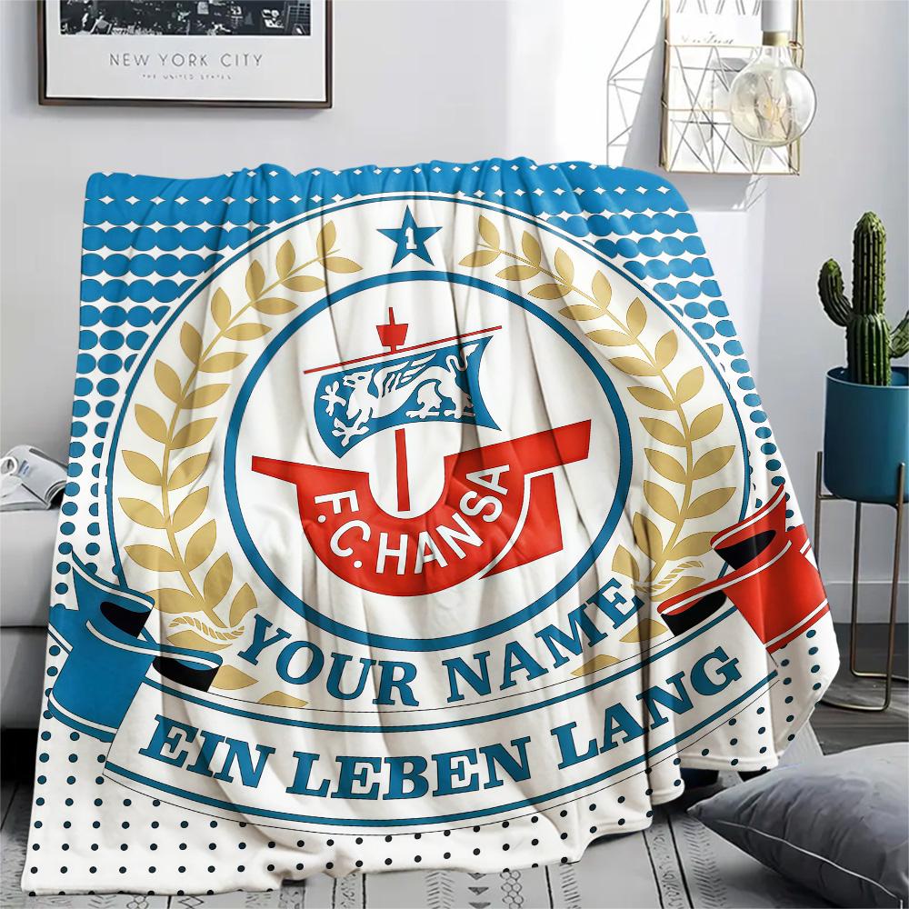 1PC Fc Hansa Rostock Custom Name Patterned Flannel Blanket Suitable For All Seasons For Home Decor Warmth And Comfort Gifts Holiday Present
