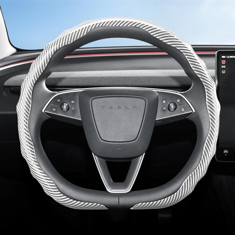 Подходит для руля Tesla с текстурой под карбон, защелкивающаяся, волнистой формы, спортивный дизайн, прочный защитный чехол, подходит для Model 3 Y S X an