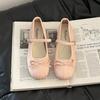 Модные универсальные повседневные туфли Мэри Джейн с ретро-бантом женские 2025 лето классические темпераментные балетки туфли с открытым верхом