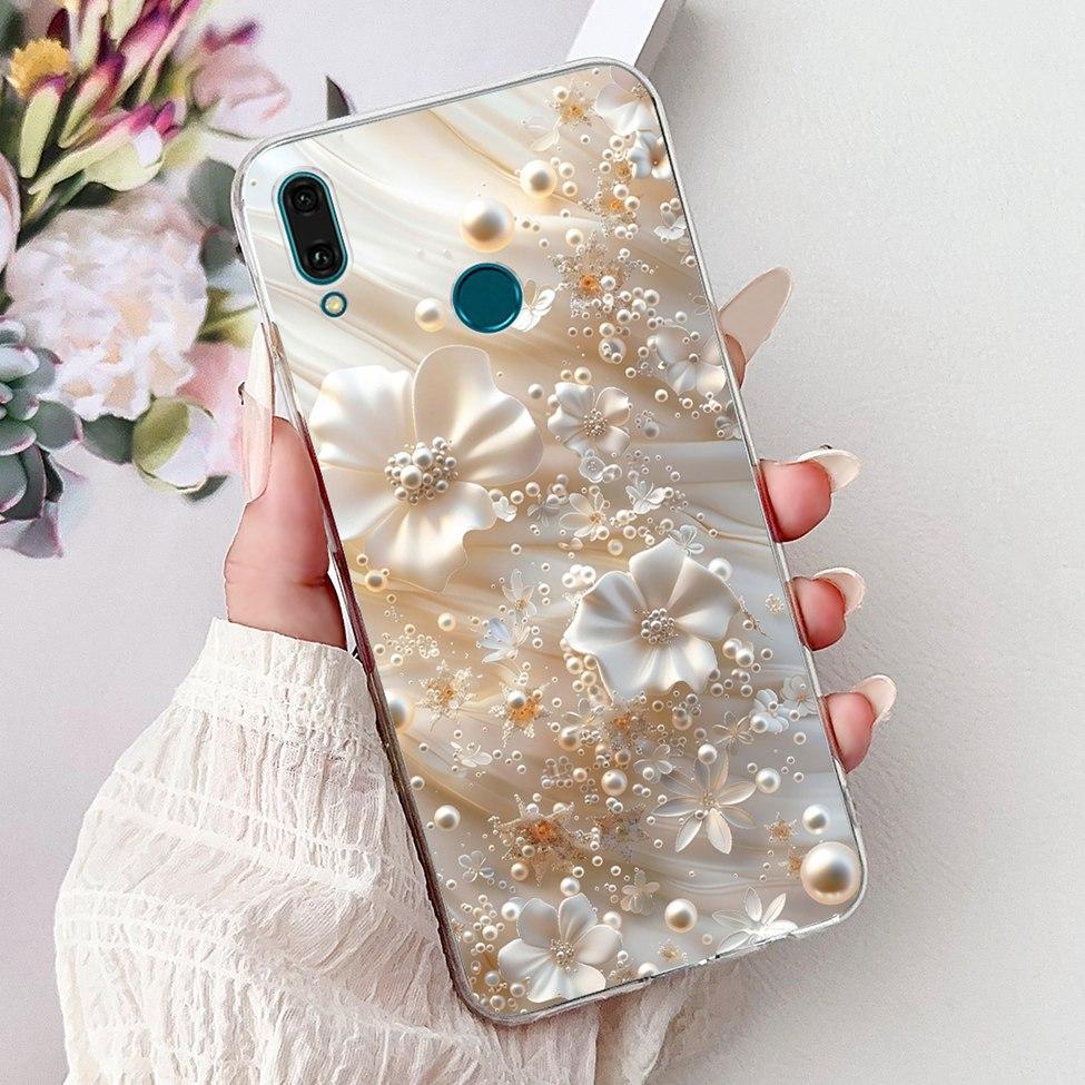 Clear For Huawei Y9 2019 Case Cover Cute Fashion Flowers Funny Cool Painted Soft Phone Case For Huawei JKM-LX1 JKM-LX2 JKM-LX3