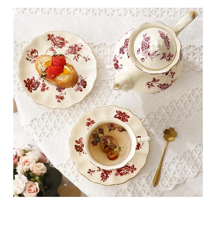 Керамическая чашка для кофе и блюдце в европейском стиле с цветочным узором для молока, латте, капучино, послеобеденный чай, домашний офис, подарок для девушки